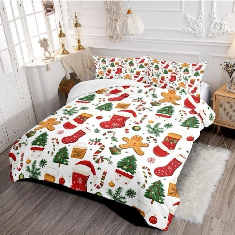 Christmas Duvet Cover Full Size Set - Extra Soft Full Duvet Cover with 2 Pillow - Picture 2 of 12